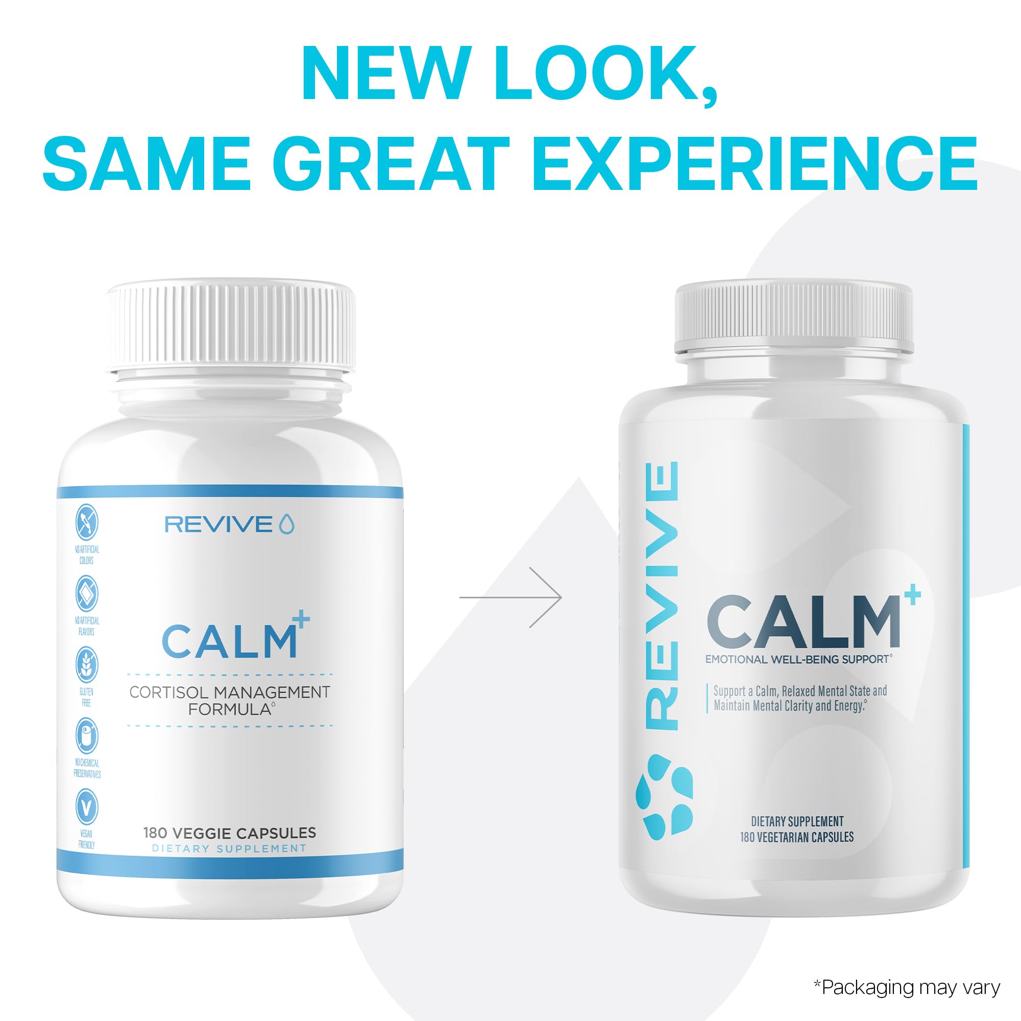 Revive MD Calm, Emotional Well-Being Support Supplement - Stress Management for Men & Women - Mood Enhancement Supplement Promotes Relaxation with L-Theanine, GABA & 5-HTP (180 Capsules, 30 Servings) ReviveAu supplements