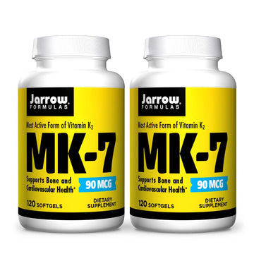 Jarrow Formulas MK-7 90 mcg - 120 Softgels, Pack of 2 - Superior Vitamin K Product for Building Strong Bones Jarrow FormulasAu supplements