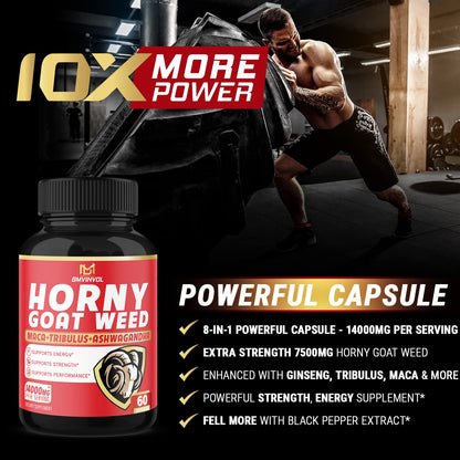 BMVINVOL Horny Goat Weed Capsules, Boost Energy,14000mg Herbal BMVINVOLUS supplements