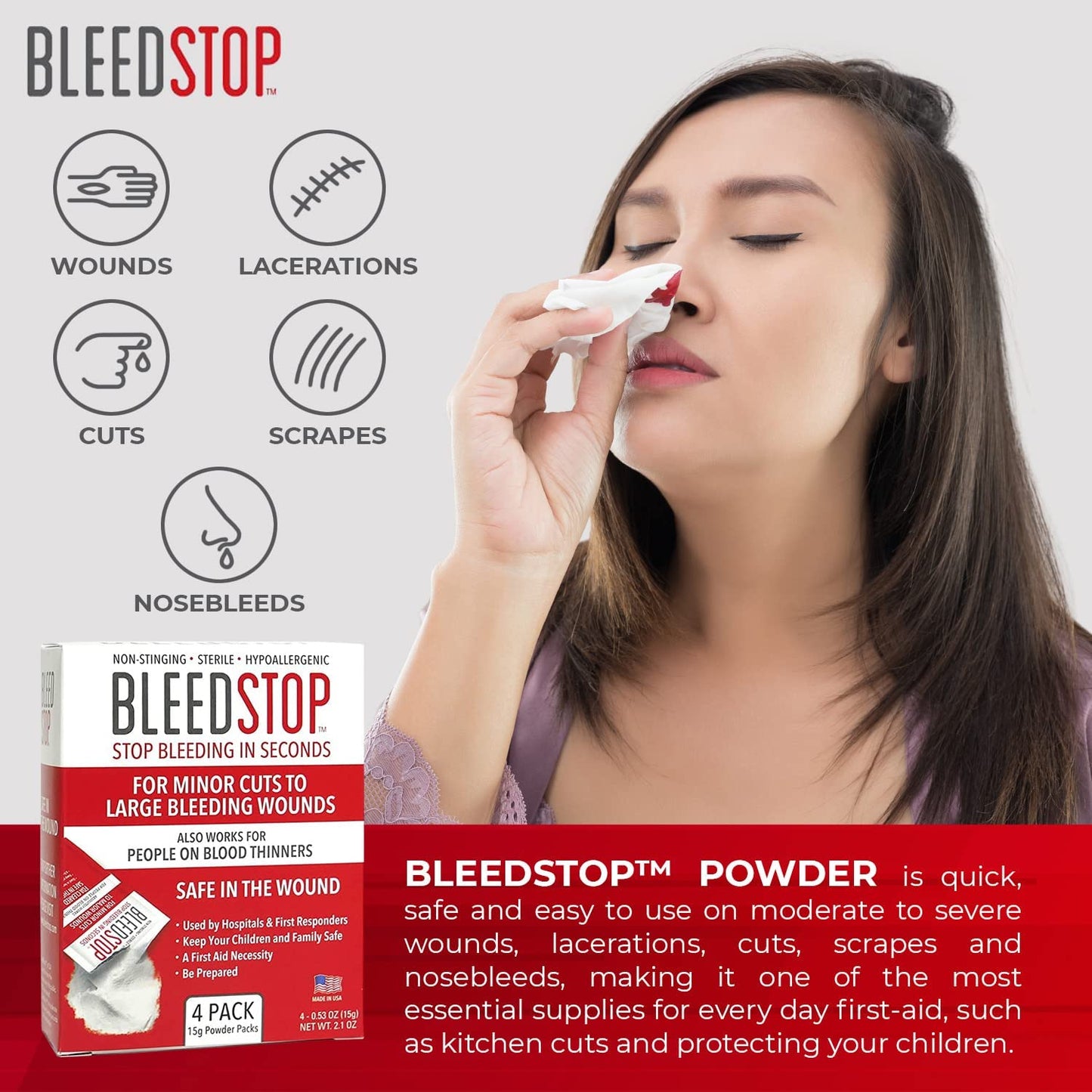 BleedStop™ First Aid Powder for Blood Clotting, Trauma Kit, Blood Thinner BleedStopUS supplements