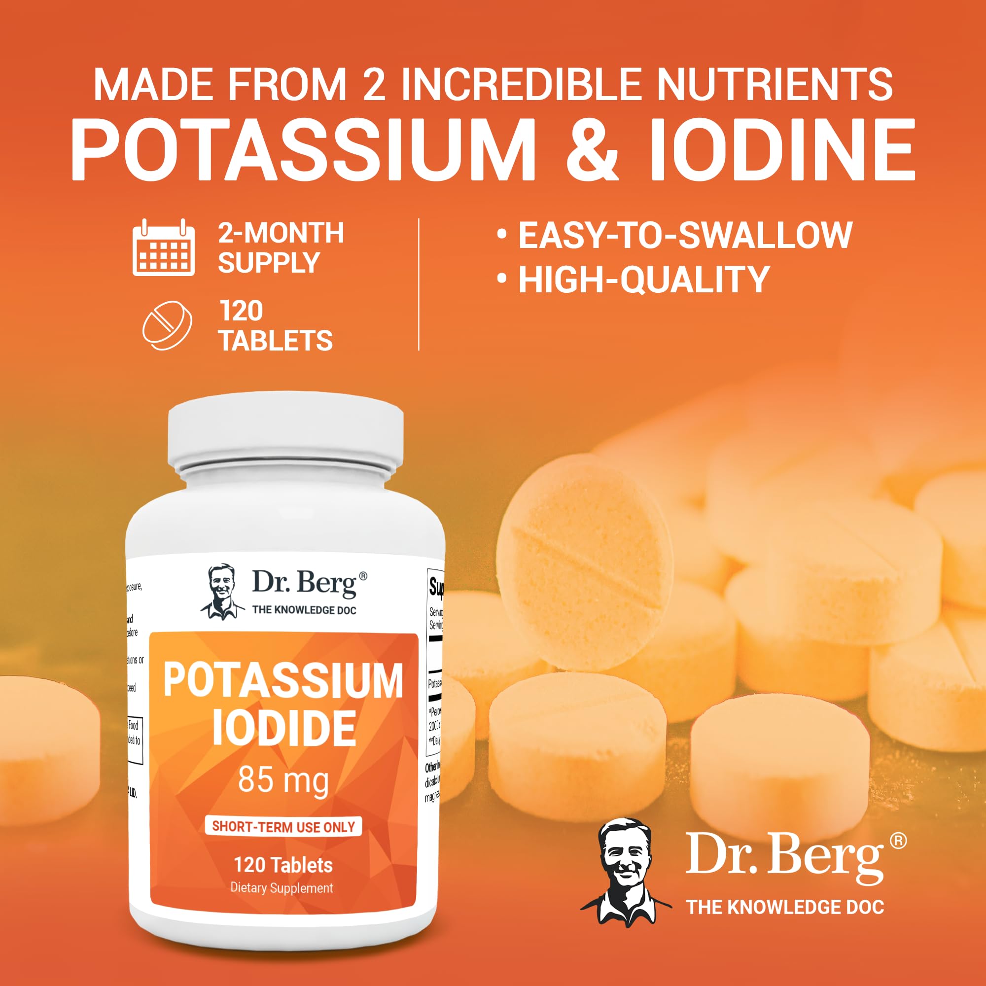 Dr. Berg's Incredible Potassium Iodide Tablets - Now 120 Tablets with a Smaller Easy Dr. Berg NutritionalsUS supplements