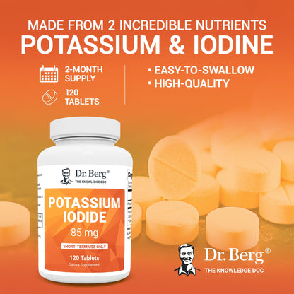 Dr. Berg's Incredible Potassium Iodide Tablets - Now 120 Tablets with a Smaller Easy Dr. Berg NutritionalsUS supplements