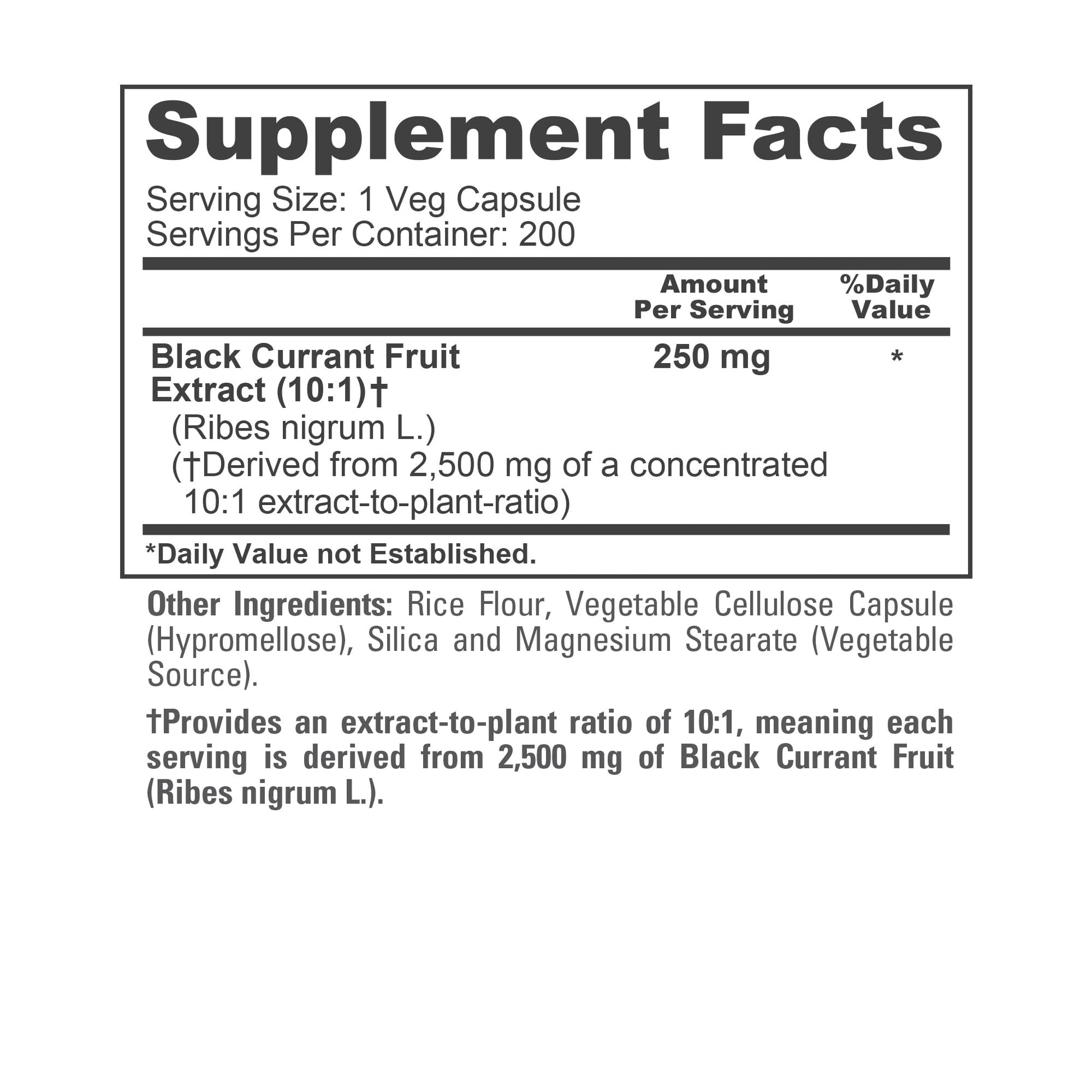 NusaPure Black Currant 10:1 Extract, 250 mg Equivalent to 2,500mg, per Veg Caps 200 Vegan, Non-GMO NusaPureAu supplements