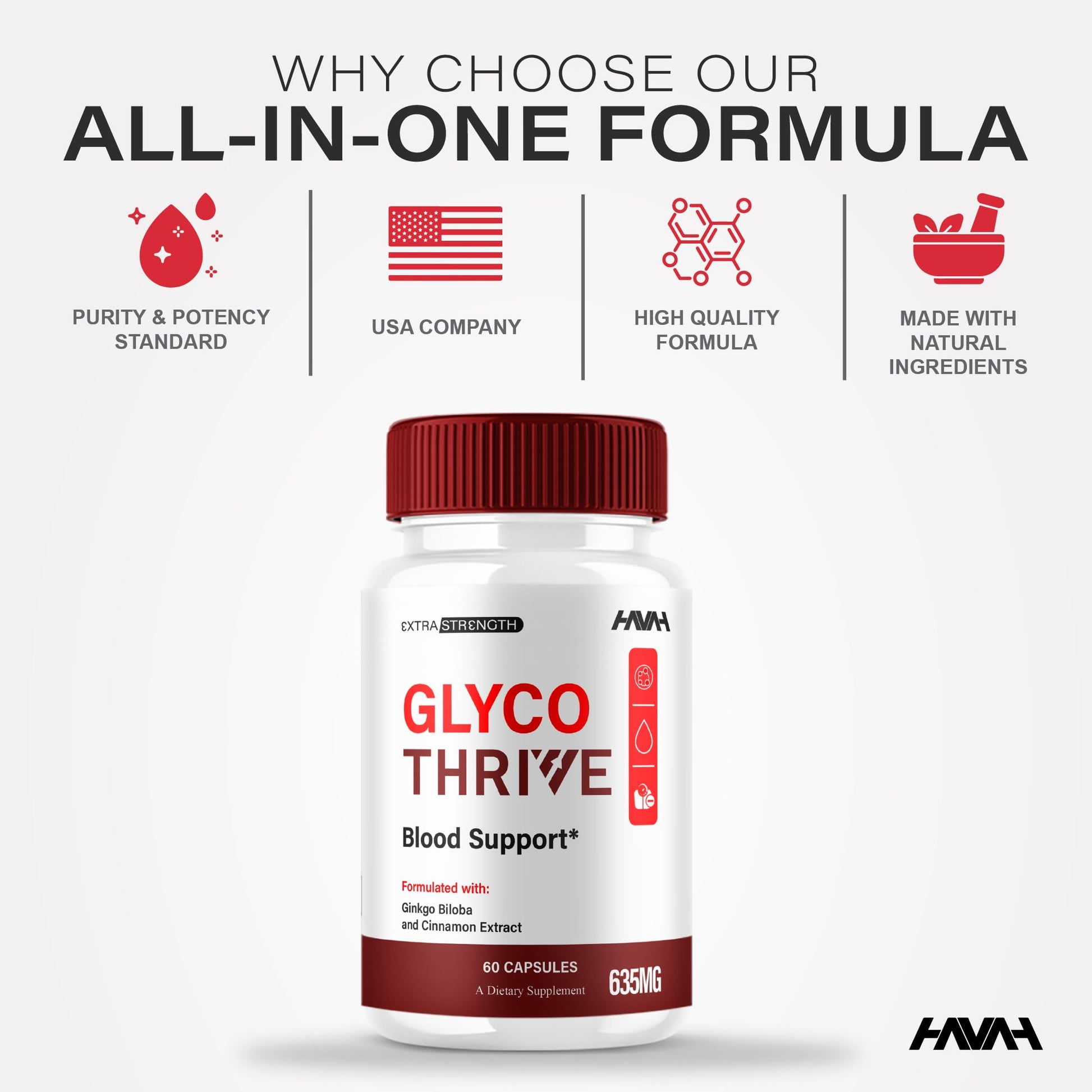 (2 Pack) Glyco Thrive Blood Support GlycoThrive Maximum Strength Capsules, Glyco Thrive Advanced Daily Multivitamin Health and Wellness Supplement, GlycoThrive Health Support Pills (120 Capsules) HavahAu supplements