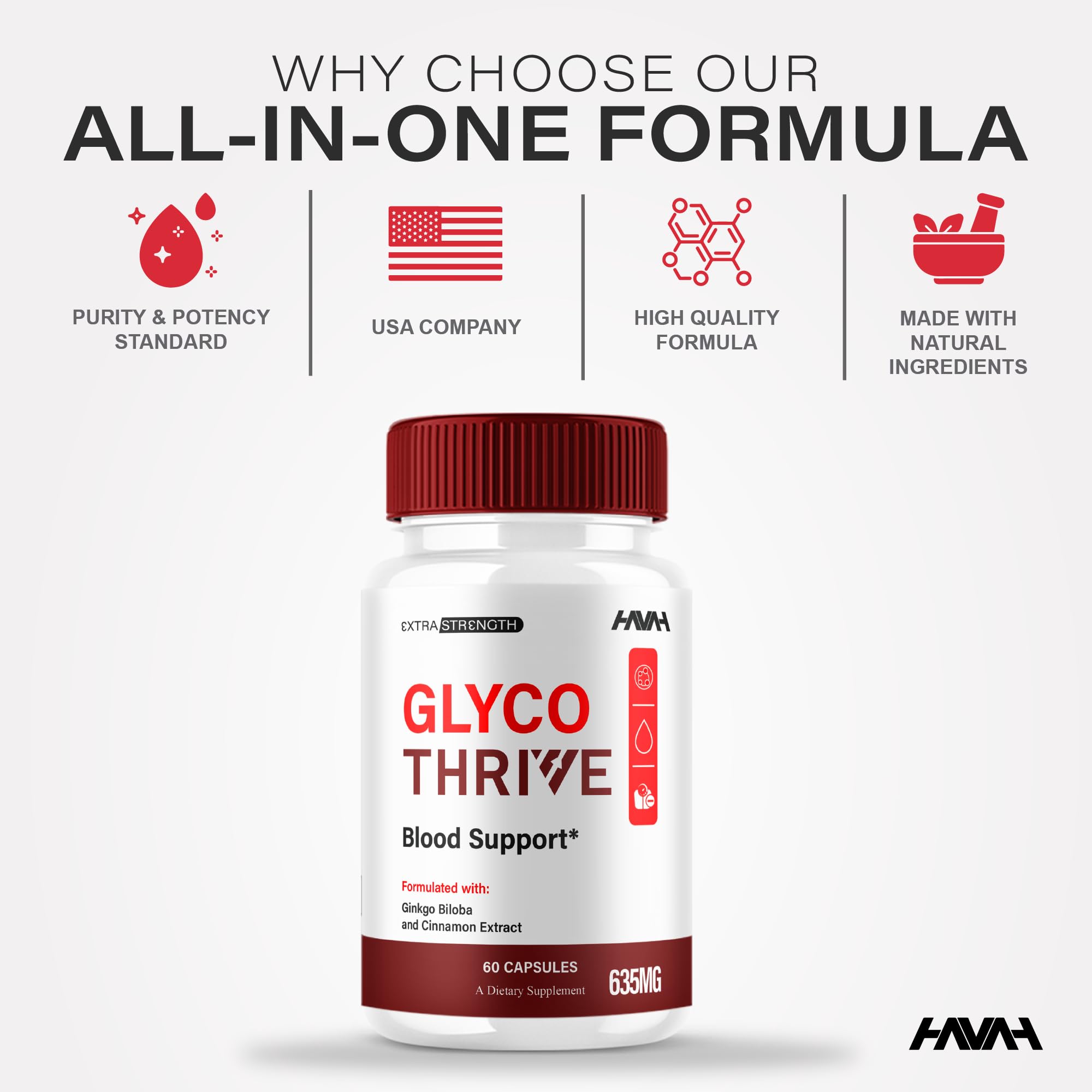 (2 Pack) Glyco Thrive Blood Support GlycoThrive Maximum Strength Capsules, Glyco Thrive Advanced Daily Multivitamin Health and Wellness Supplement, GlycoThrive Health Support Pills (120 Capsules) HavahAu supplements