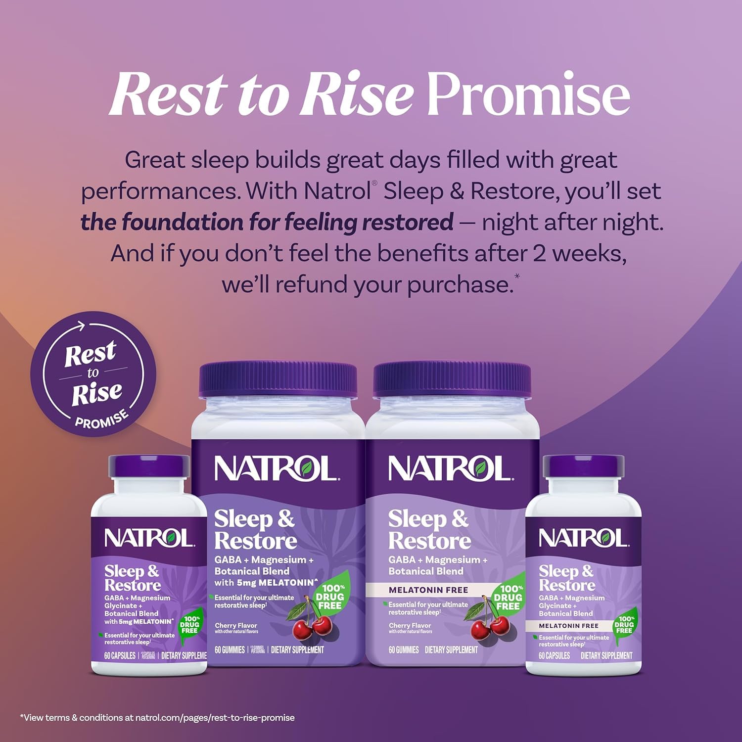 Natrol Sleep & Restore Magnesium Glycinate Blend Gummies, Magnesium for Sleep Aids for Adults, Melatonin-Free, Cherry Flavored, 30 Day Supply, 60 Gummies (Pack of 2) NatrolAu supplements