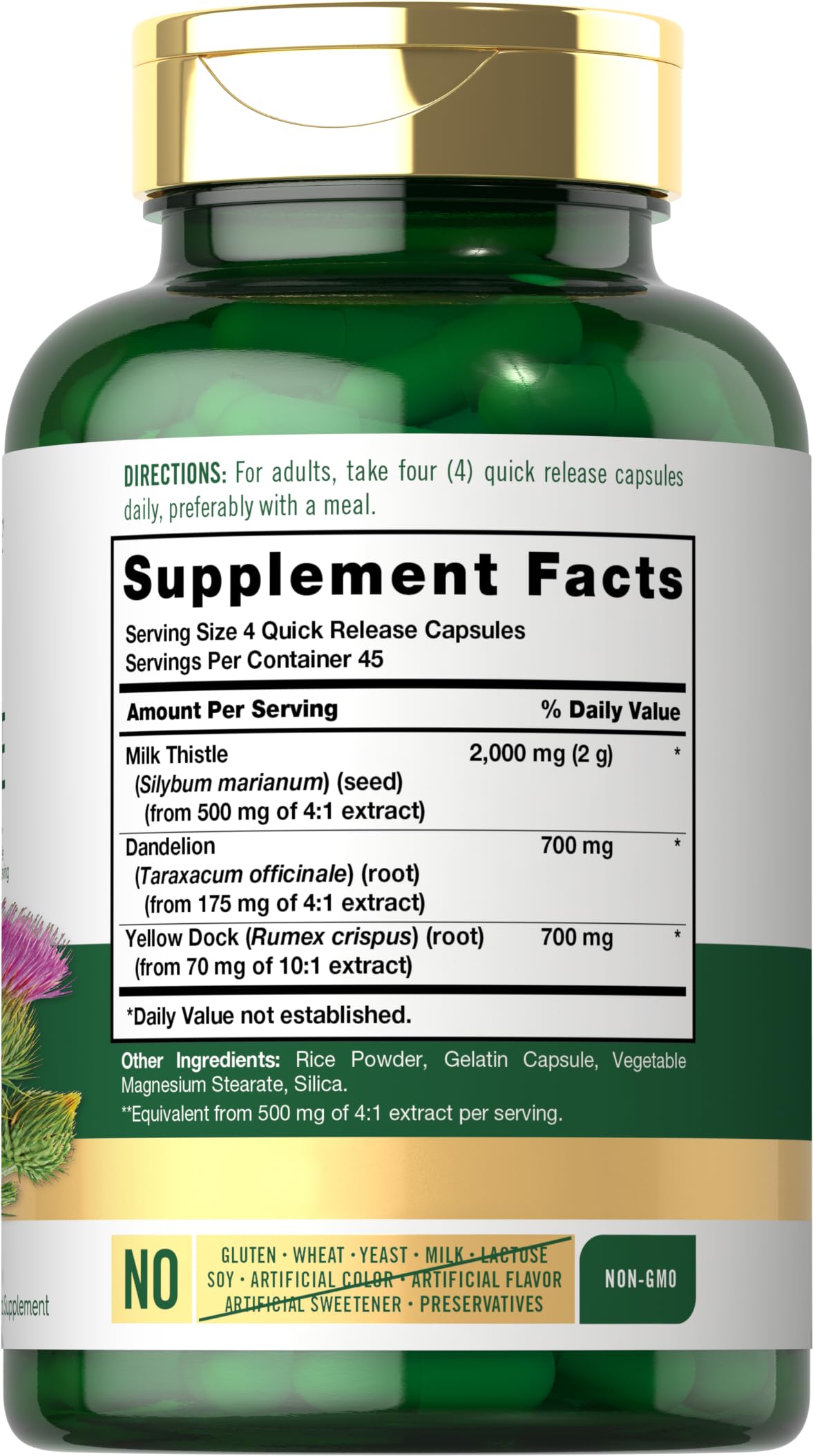 Carlyle Milk Thistle 2000mg | 180 Capsules | with Dandelion & Yellow Dock | Non-GMO CarlyleUS supplements