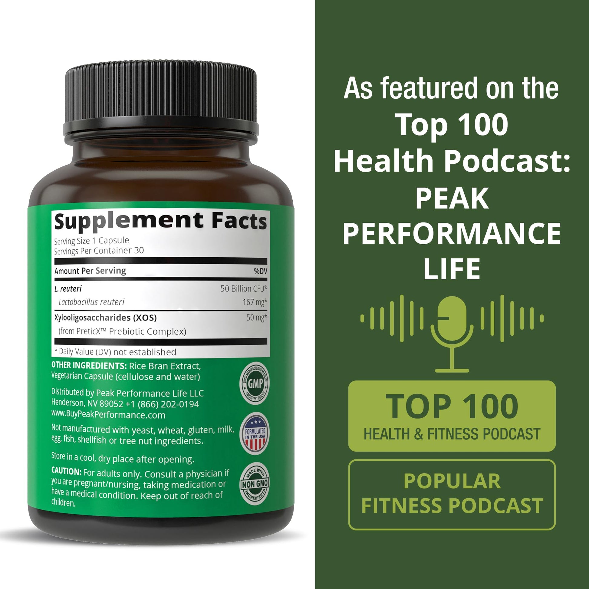 Lactobacillus Reuteri 50 Billion CFU Probiotics with Clinically Studied PreticX® XOS Prebiotic. L Reuteri Probiotic Capsules Supplement for Gut Health and Digestive Support. for Both Women & Men Peak PerformanceAu supplements