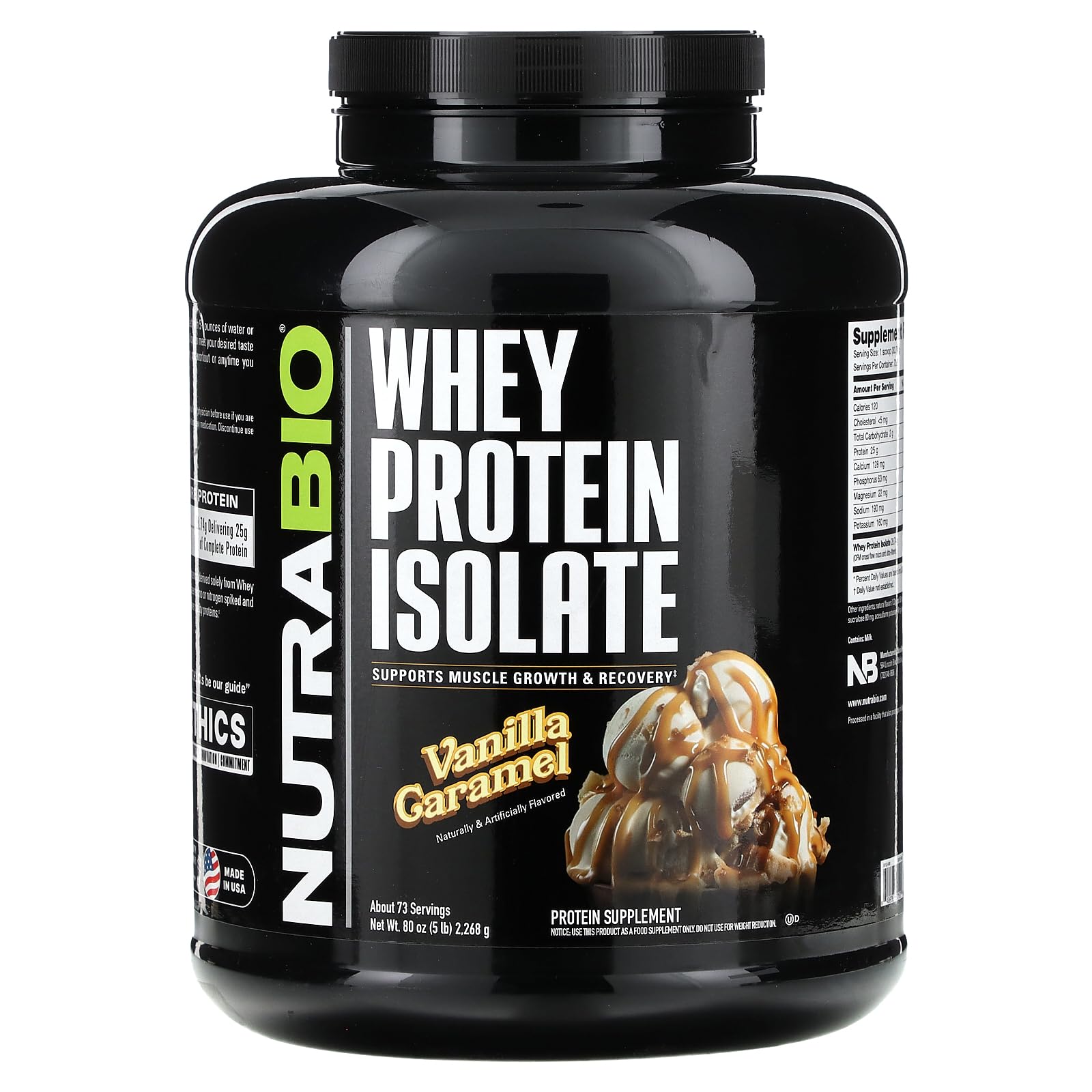 NutraBio Whey Protein Isolate Supplement – 25g of Protein Per Scoop with Complete NutraBioUS supplements