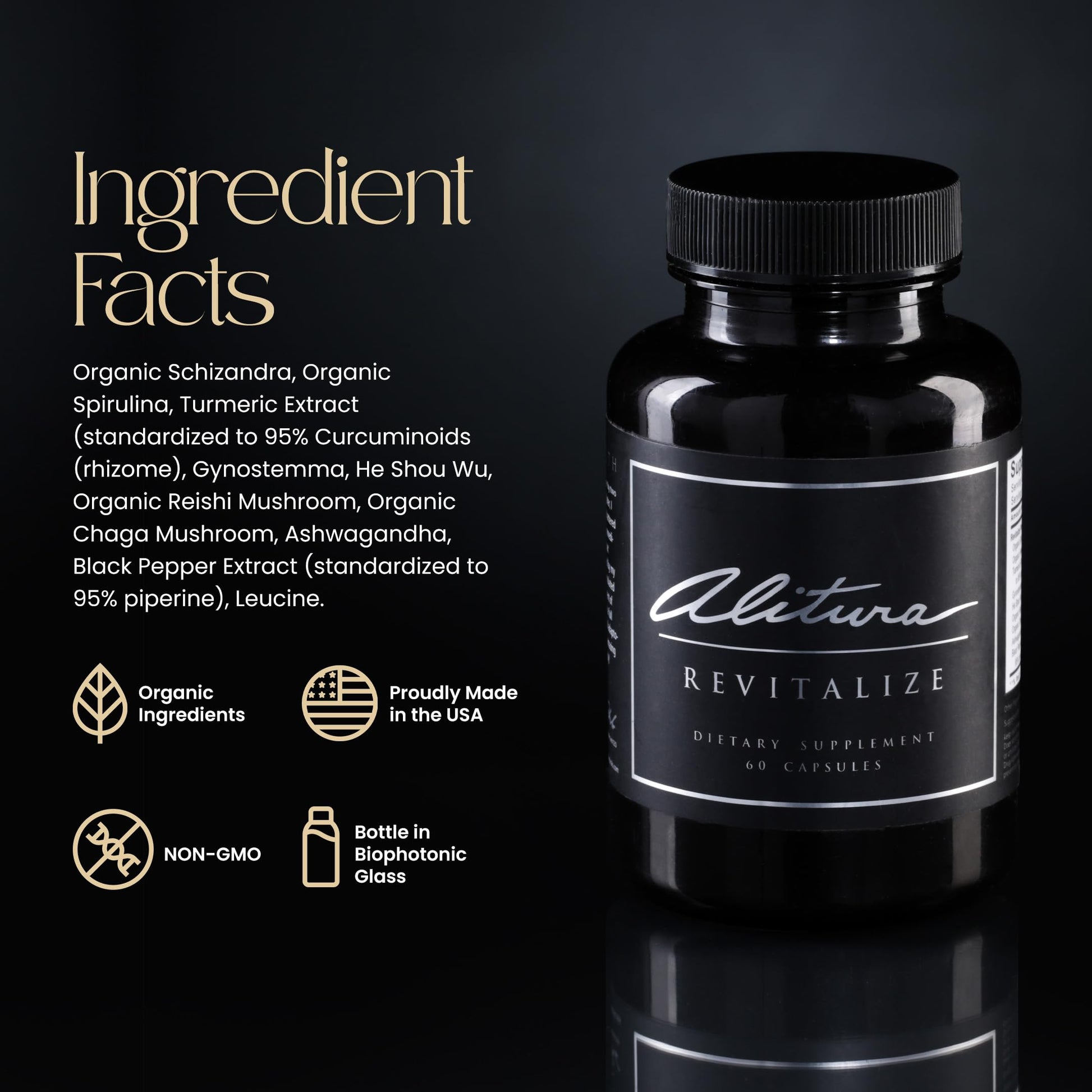 Alitura Revitalize – Organic Ashwagandha & Turmeric Supplement – Natural Energy, Mood & Recovery Support for Men & Women – Adaptogenic Herbs for Daily Wellness – 60 Capsules AlituraAu supplements