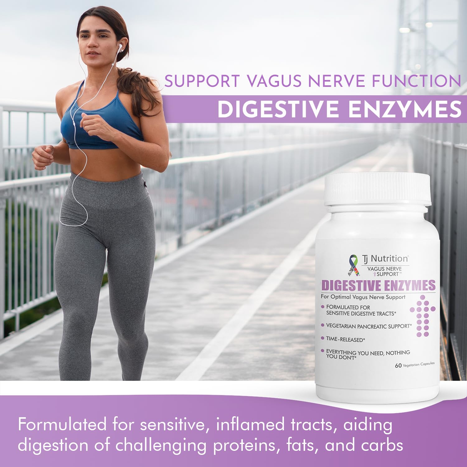 TJ Nutrition Digestive Enzymes for Sensitive Stomachs - Supports Vagus Nerve, Vegetarian Pancreatic Support, Timed Release Formula for Optimal Gut Health, Enhances Food Digestion & Gut Flora TJ NutritionAu supplements