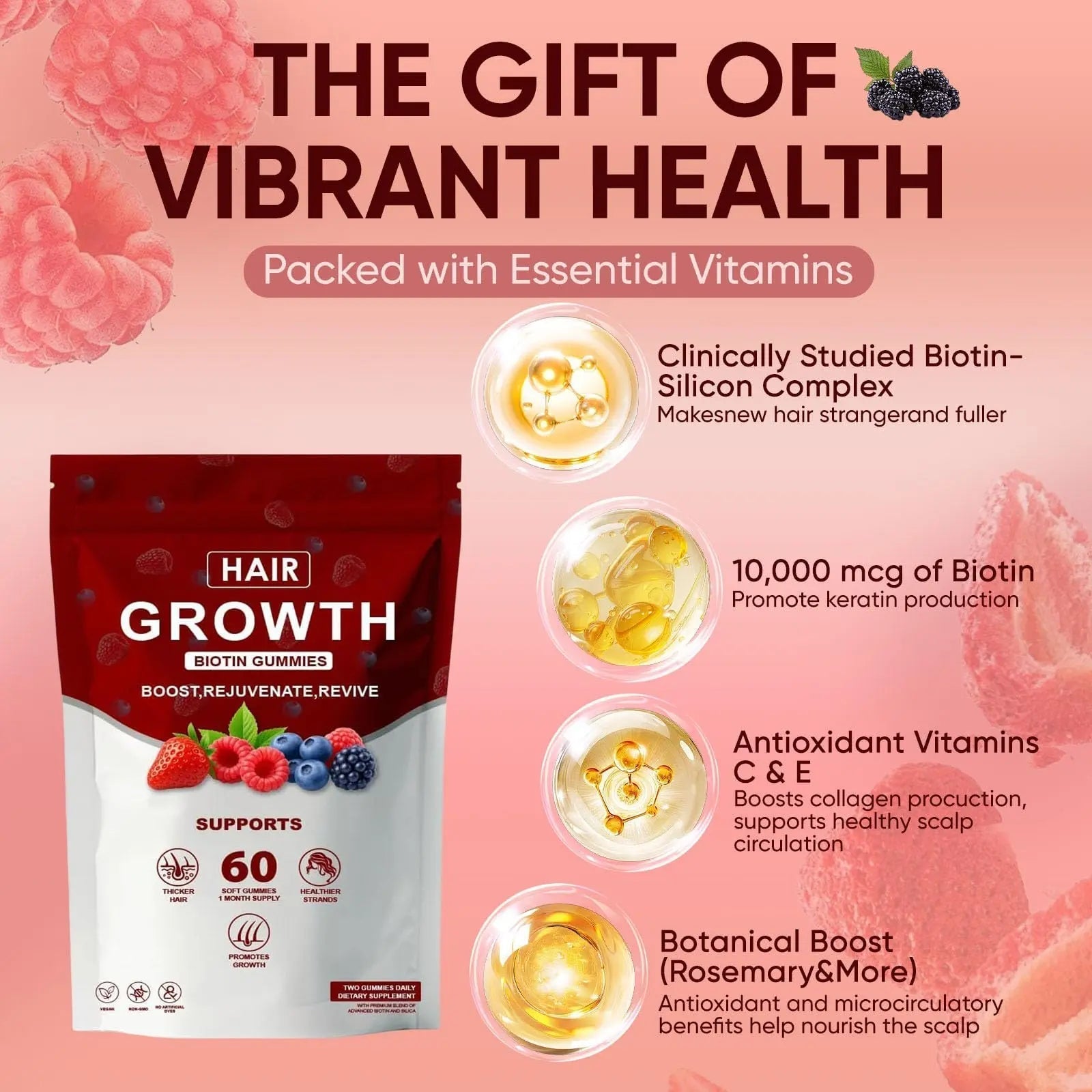 Neonomicon Lumin Hair Growth Gummies – with Biotin, Vitamin C & E, Rosemary, Saw Palmetto – Supports Healthy Hair Growth & Strength NeonomiconAu supplements