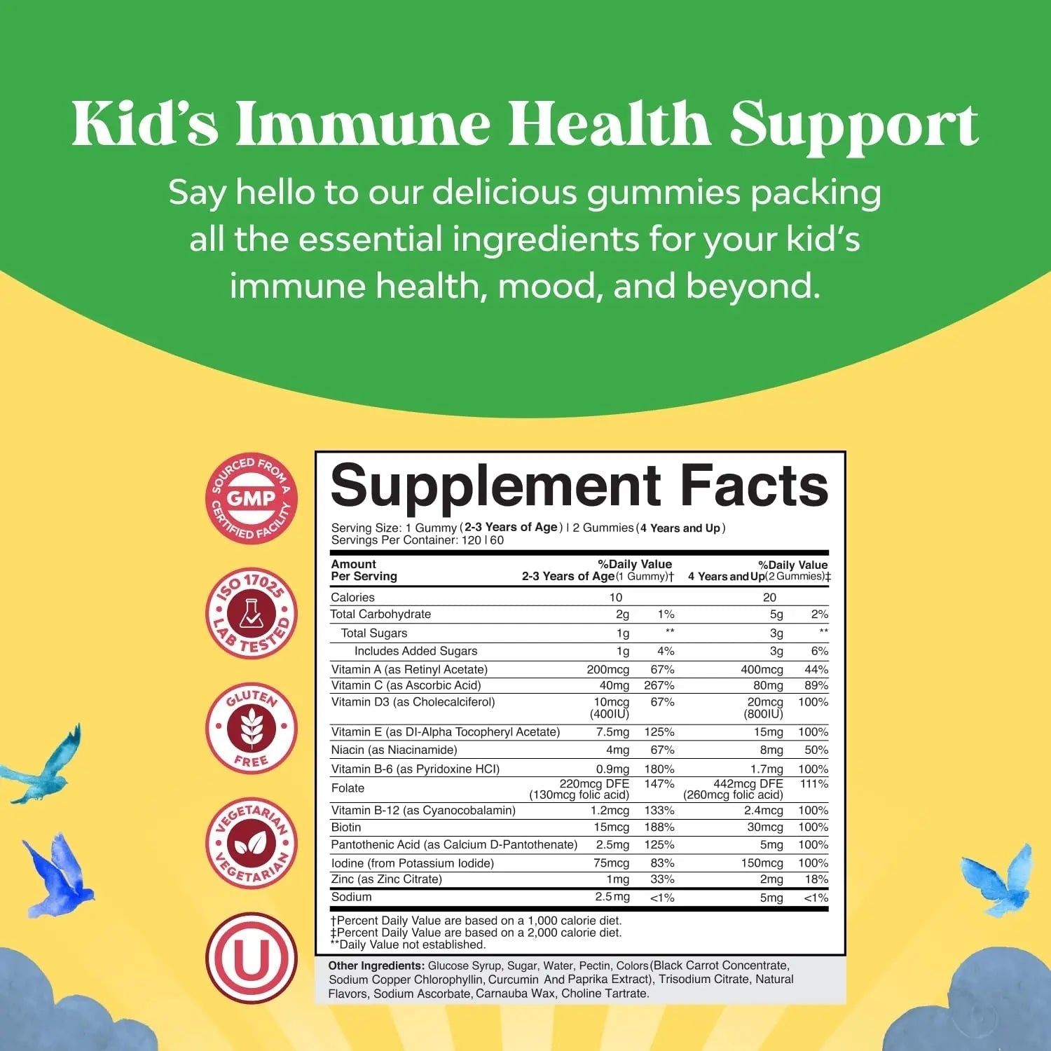Bundle of Plant Based Kids Multivitamin Gummies with Vitamins A C D3 E B Zinc and DHA Omega 3 Gummies with Vegetarian 6 9 for Vision Brain Immunity Support Natures CraftAu supplements