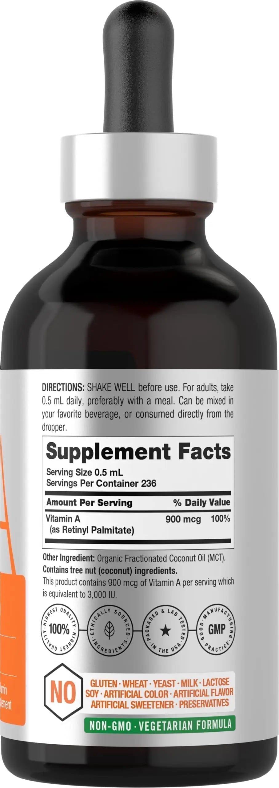 Horbäach Vitamin A Liquid | 4 fl oz | Supplement with Organic Fractionated Coconut Oil | Non-GMO, Gluten Free HorbäachAu supplements