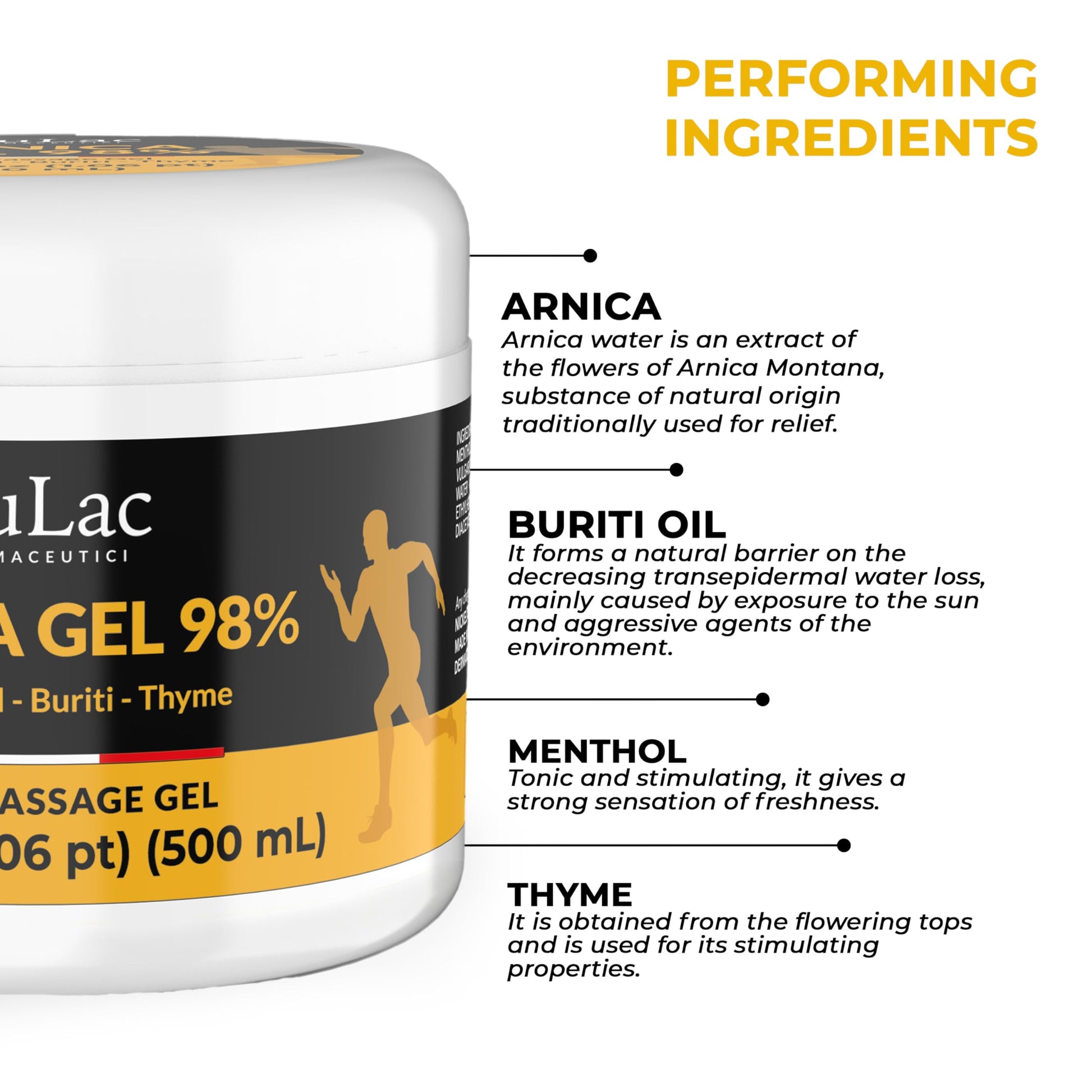 Dulac Arnica Body Massage Gel – Water-Based Cosmetic Massage Gel with Arnica Montana, Fast-Absorbing Lightweight Texture, Non-Greasy Feel, Dermatologically Tested, 16.9 fl oz DULÀC FARMACEUTICI 1982Au supplements