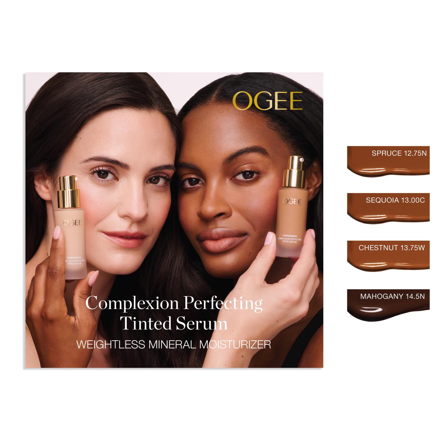 Ogee Complexion Perfecting Liquid Foundation - Lightweight Tinted Moisturizer For Face (Mahogany 14.5N - Deep Cocoa (Rich Undertones) - with Vitamin C & Jojoba Oil - Certified Organic & Made in USA OgeeAu supplements
