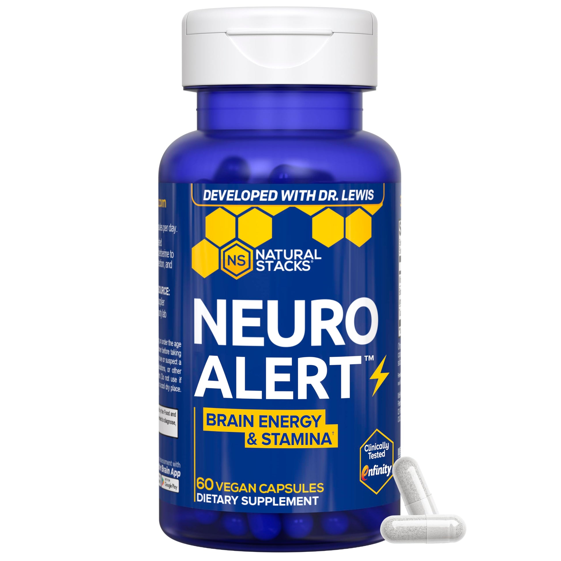 NATURAL STACKS NeuroAlert - 200mg Paraxanthine Energy Supplement - Caffeine Free Focus w/ 500mg L-Tyrosine & 100mg L-Theanine - 10mg NADH for Cellular Energy Support - 60 Paraxanthine Capsules NATURAL STACKSAu supplements