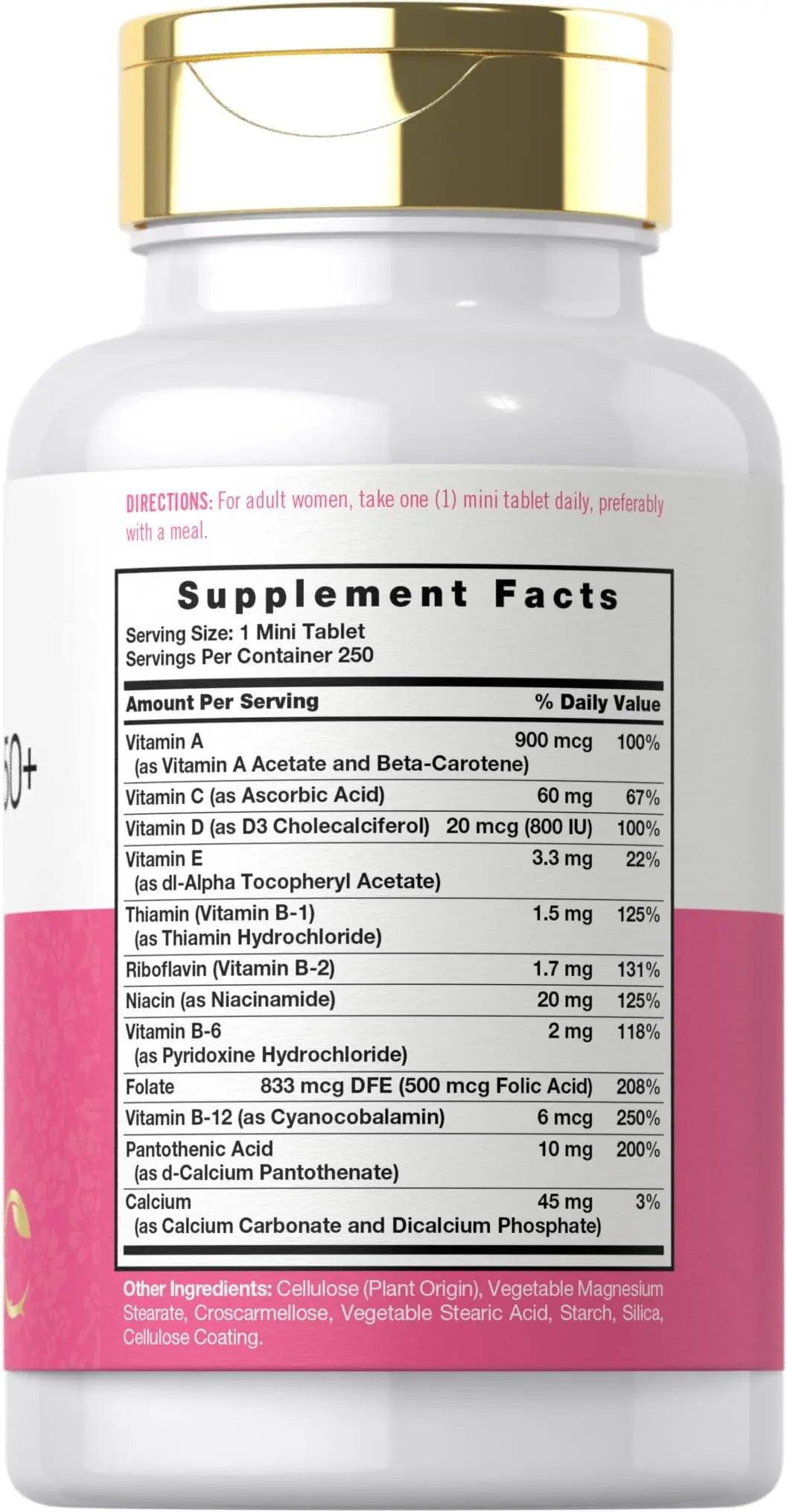Carlyle Multivitamin for Women 50 Plus | 250 Mini Tablets | Iron Free Supplement | Vitamins A, B12, C, D3, Folate (as Folic Acid) and Calcium | CarlyleAu supplements