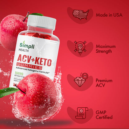 (3 Pack) Simpli Health ACV Keto Gummies, Maximum Strength Gold NutraUS supplements
