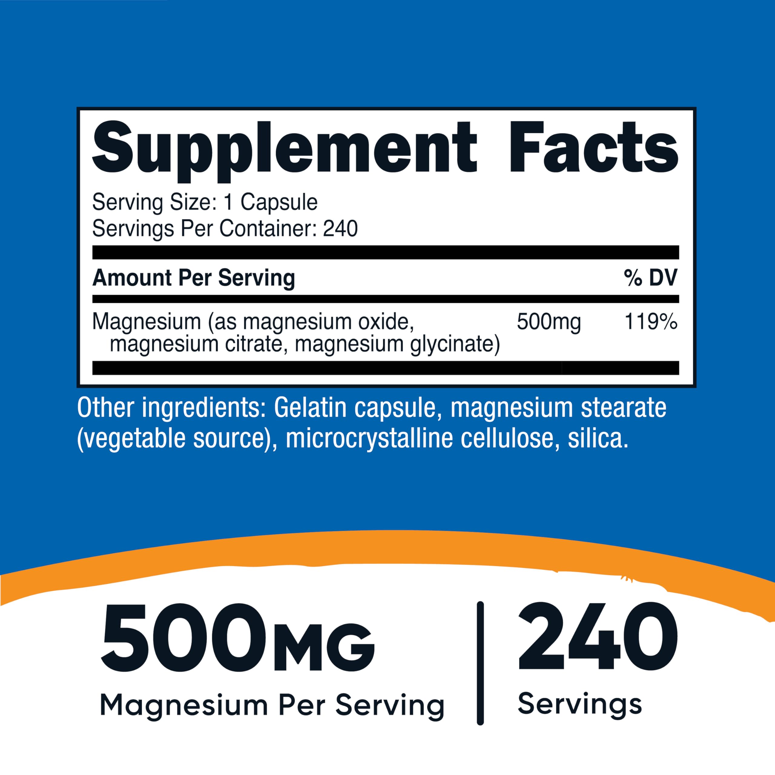 Nutricost Magnesium Complex 500mg, 240 Capsules - Magnesium Oxide, Citrate, and Glycinate - Gluten Free and Non-GMO NutricostAu supplements