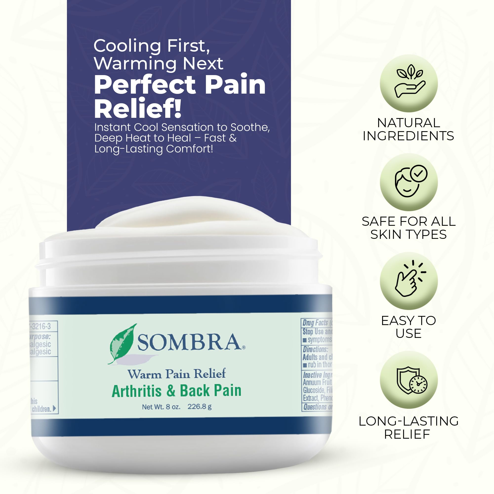 Sombra Warm Pain Relief Gel, Warm Relief for Arthritis and Chronic Pain Pre-Workout Muscle Rub Vegan Formula Free of Artificial Fragrances, Dyes, NSAIDs, Wax, Petroleum, Alcohol - 8oz (2 Pack) SombraAu supplements