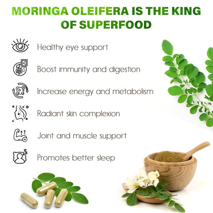 Moringa Capsules| Moringa Oleifera |10,000mg| 300 Capsules| 100% Pure| Non-GMO FitVitalityUS supplements
