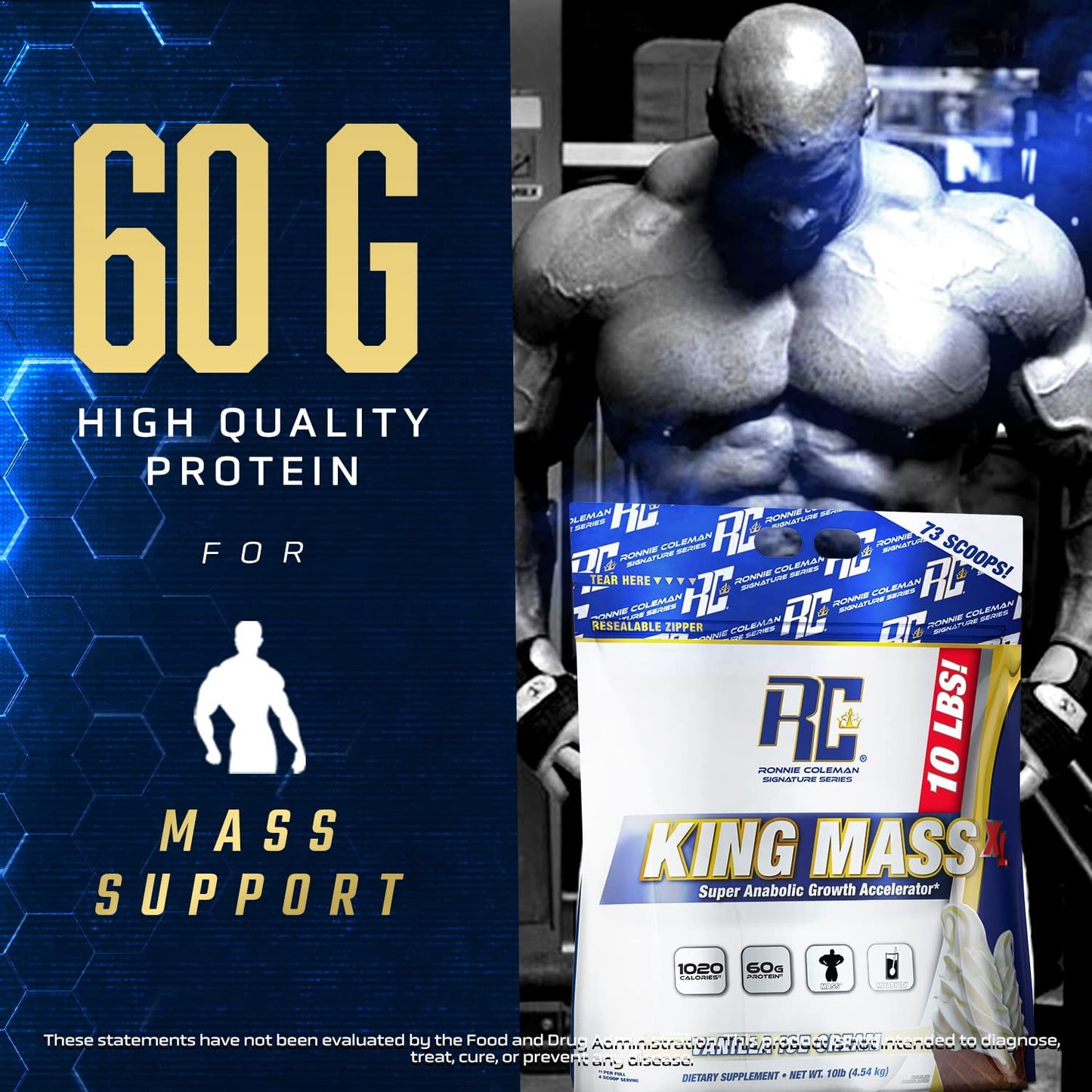 Ronnie Coleman Signature Series King Mass XL Mass Gainer Protein Powder, Muscle Ronnie Coleman Signature SeriesUS supplements