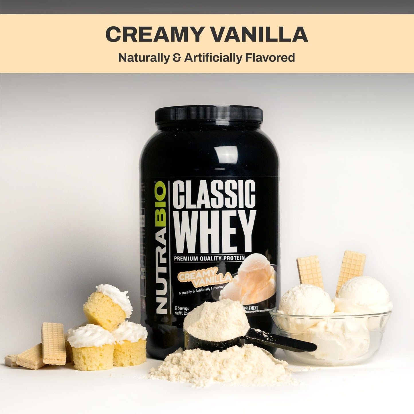 NutraBio Classic Whey Protein Powder- 25G of Protein Per Scoop - Full-Spectrum Amino NutraBioUS supplements
