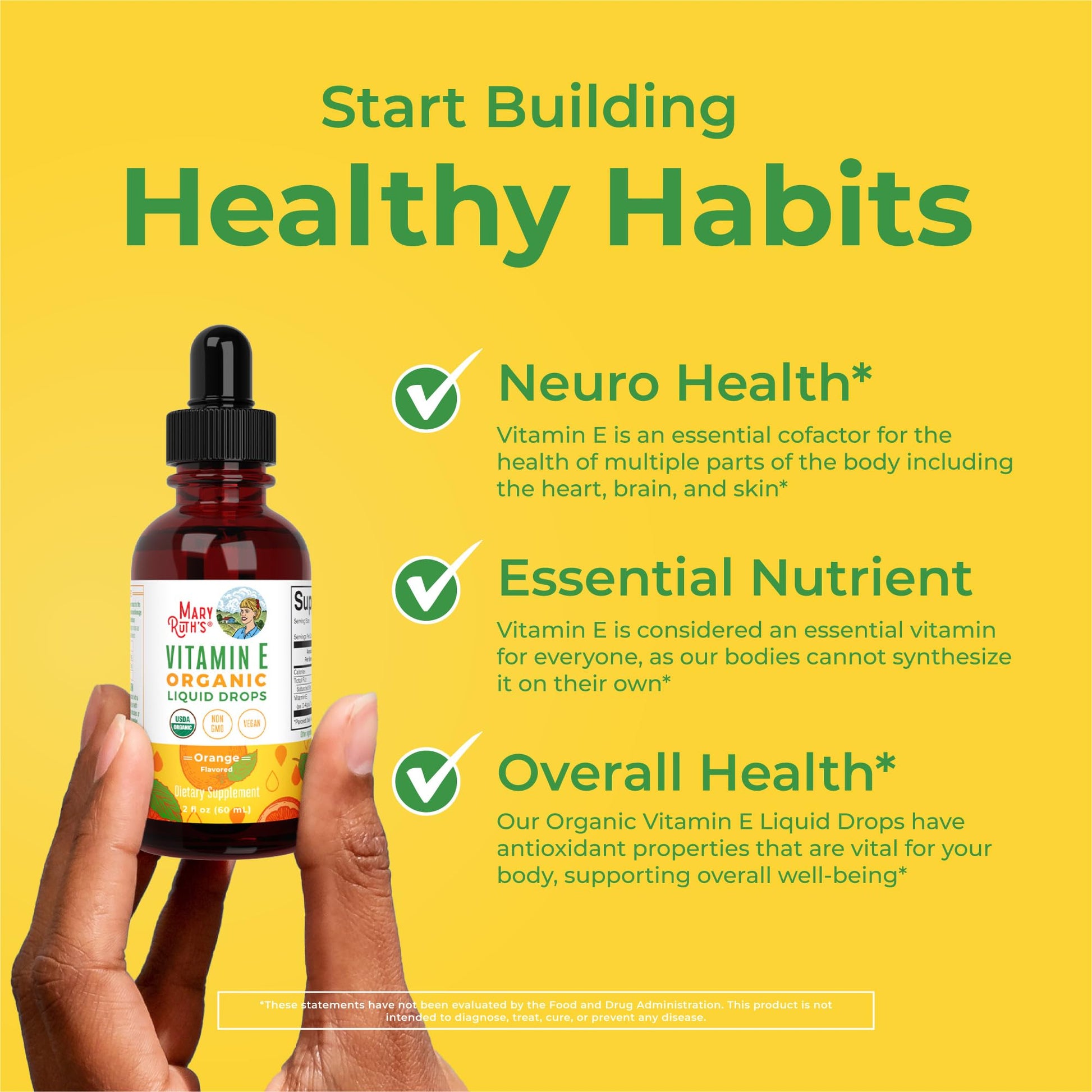 MaryRuth Organics USDA Vitamin E Liquid Drops 2 Month Supply | Bone and Joint Health | Cognitive Health for Adults and Kids | Sugar Free, Vegan, Non-GMO, Gluten Free | 2 Ounces MARYRUTH'SUS supplements