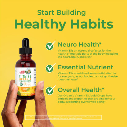 MaryRuth Organics USDA Vitamin E Liquid Drops 2 Month Supply | Bone and Joint Health | Cognitive Health for Adults and Kids | Sugar Free, Vegan, Non-GMO, Gluten Free | 2 Ounces MARYRUTH'SUS supplements