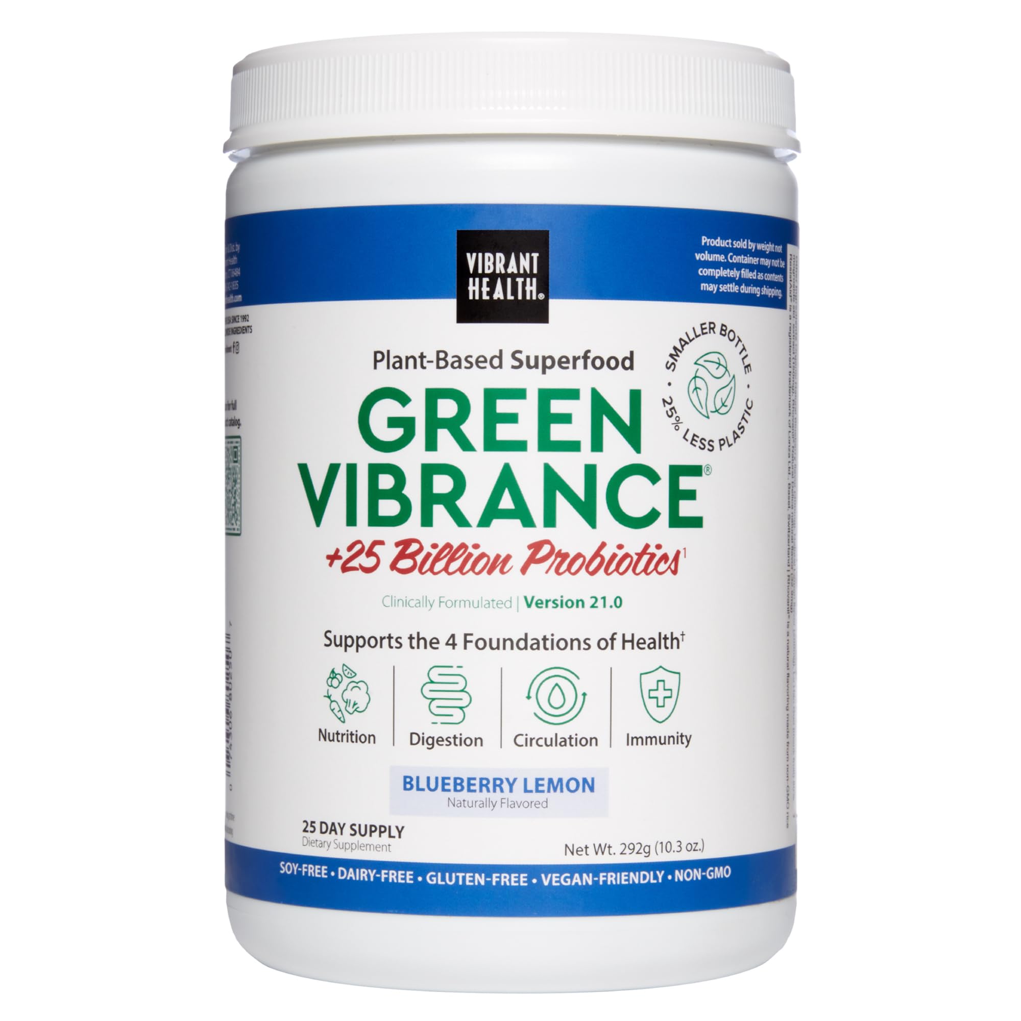 Vibrant Health, Green Vibrance, Superfoods Powder with 70+ Plant-Based Whole Foods & 25 Billion Probiotics Per Serving, Blueberry Lemon, 25 Servings Vibrant HealthAu supplements