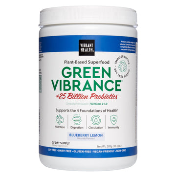 Vibrant Health, Green Vibrance, Superfoods Powder with 70+ Plant-Based Whole Foods & 25 Billion Probiotics Per Serving, Blueberry Lemon, 25 Servings Vibrant HealthAu supplements