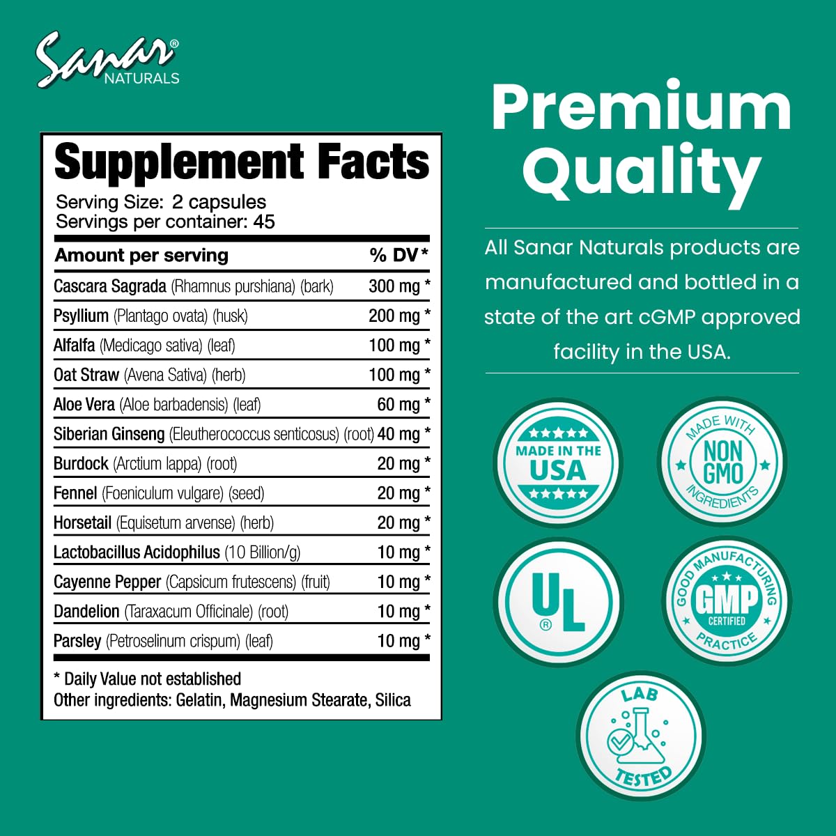 Sanar Naturals Colon Cleanser - Herbal Blend with Probiotics and Fibers - Digestive Health Sanar NaturalsAu supplements