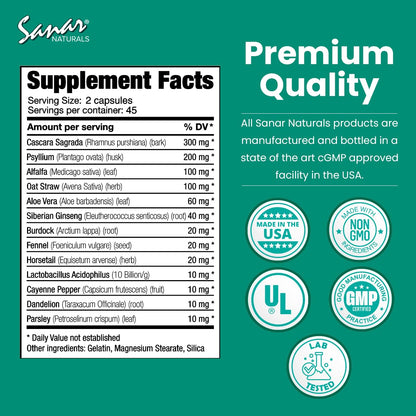 Sanar Naturals Colon Cleanser - Herbal Blend with Probiotics and Fibers - Digestive Health Sanar NaturalsUS supplements