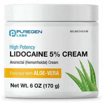 Puregen Labs Lidocaine 5% Anorectal (hemorrhoidal) Cream Maximum Strength | Enriched with Aloe-Vera | 6 Oz P Puregen LabsAu supplements