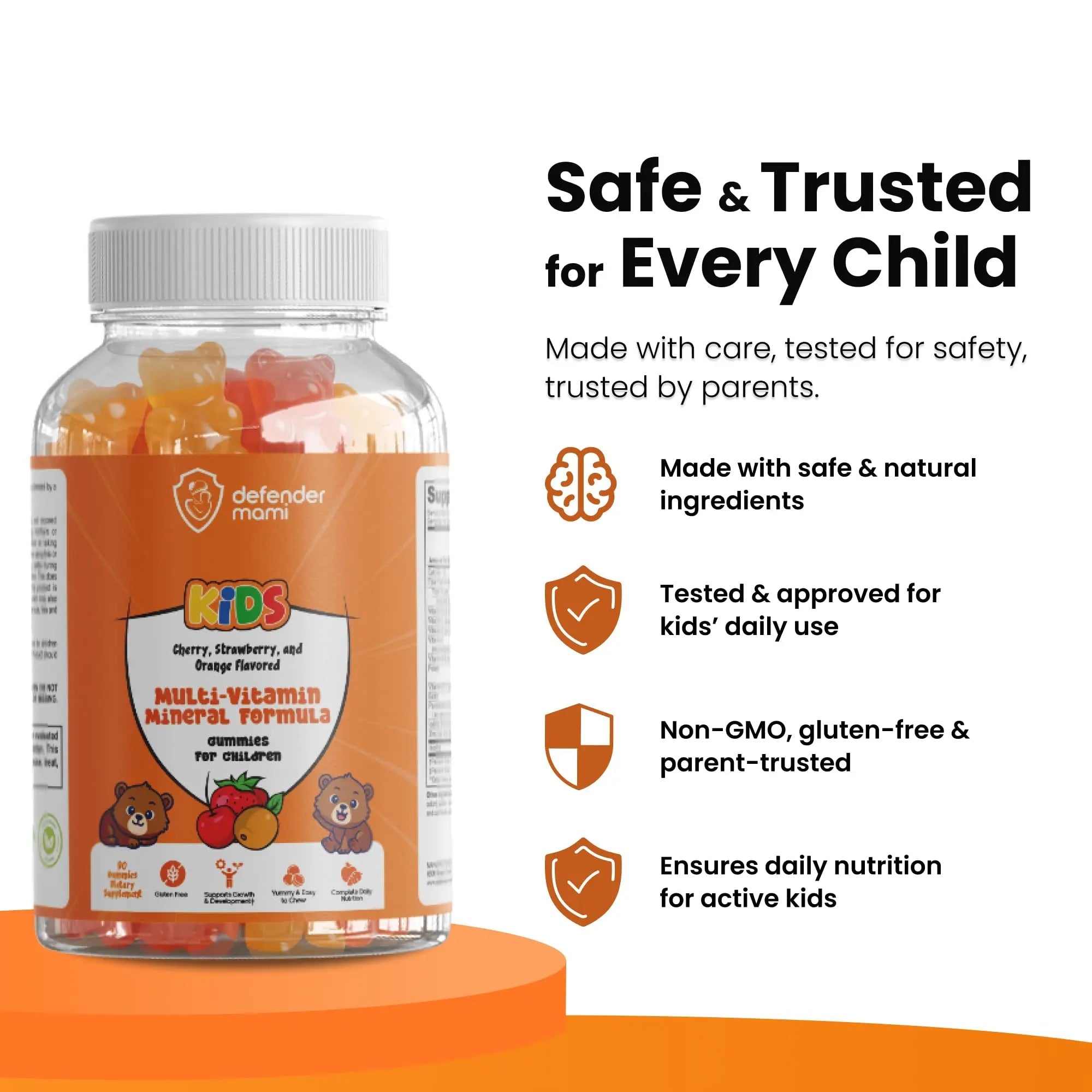 Defender Mami Kids Vitamin Gummies – Multivitamin & Mineral Formula, Non‑GMO · Gluten‑Free, 90 Count Chewables for Daily Immune Defender MamiAu supplements