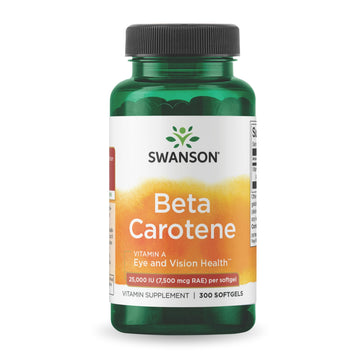Swanson Beta-Carotene Vitamin A 25,000 IU Eye and Skin Health Supplement for Adults Seeking Vision and Immune Support - 7,500 mcg (300 Softgels) SwansonAu supplements