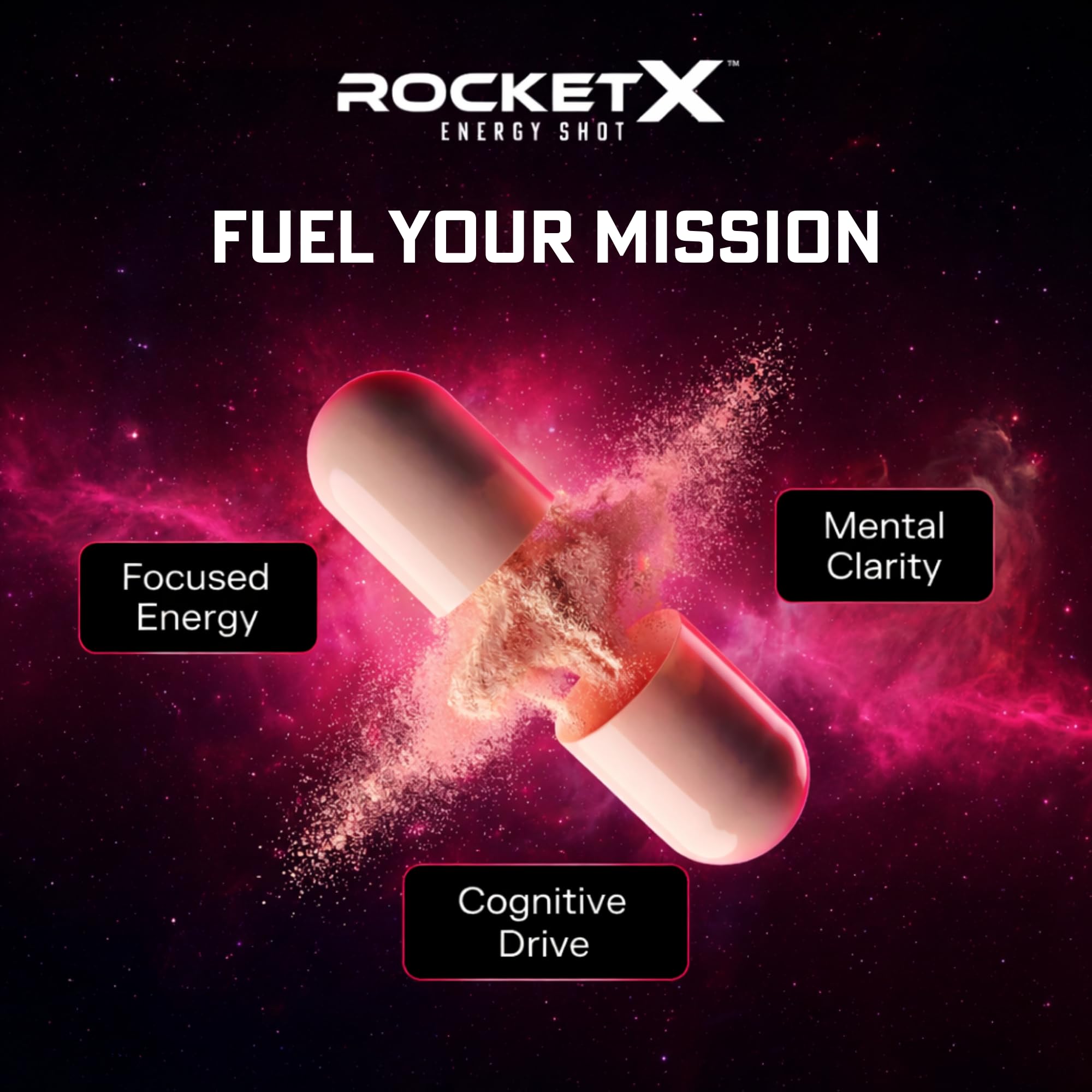 RocketX Dopamine Tech Brain Food Supplement, with L-Tyrosine and B Vitamins for Focus, Mental Clarity and Cognitive Drive, Vegan Capsules, 90 Capsules RocketX EnergyAu supplements