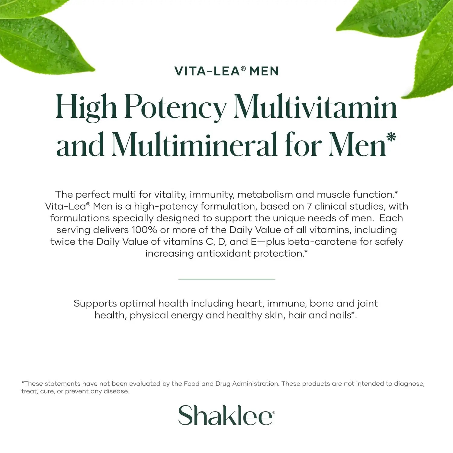 Shaklee - Vita-Lea® Men High Potency Multivitamin and Multimineral - Supports Heart, Immune, Bone, and Joint Health ShakleeAu supplements