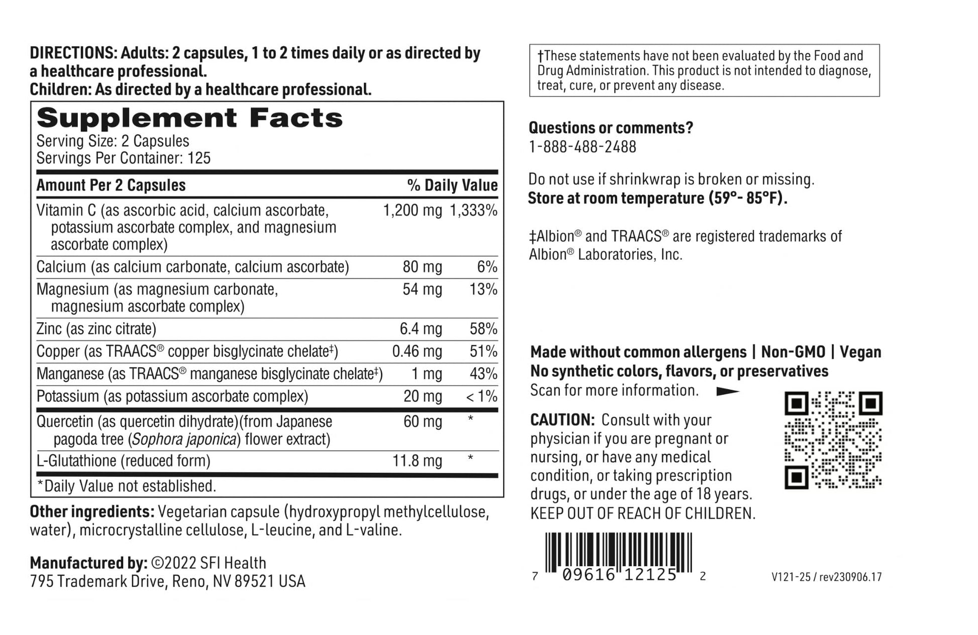 SFI Health Klaire Labs Buffered Vitamin C Capsules with Quercetin Bioflavonoids & L-Glutathione to Support Immune Function & Antioxidant Protection - Hypoallergenic & Gentle on Stomach (250 Capsules) SFI HealthAu supplements