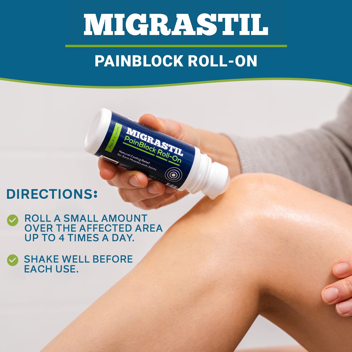 Basic Vigor Migrastil PainBlock Roll-On & Unscented Topical Magnesium Cream Bundle. Made in The USA. Basic VigorAu supplements