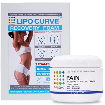 Arnica Montana Bruising & Swelling Cream & LipoCurve Foam Post Surgery Pads Bundle, for Liposuction Post Surgery Recovery & Lymphatic Drainage BruizexAu supplements
