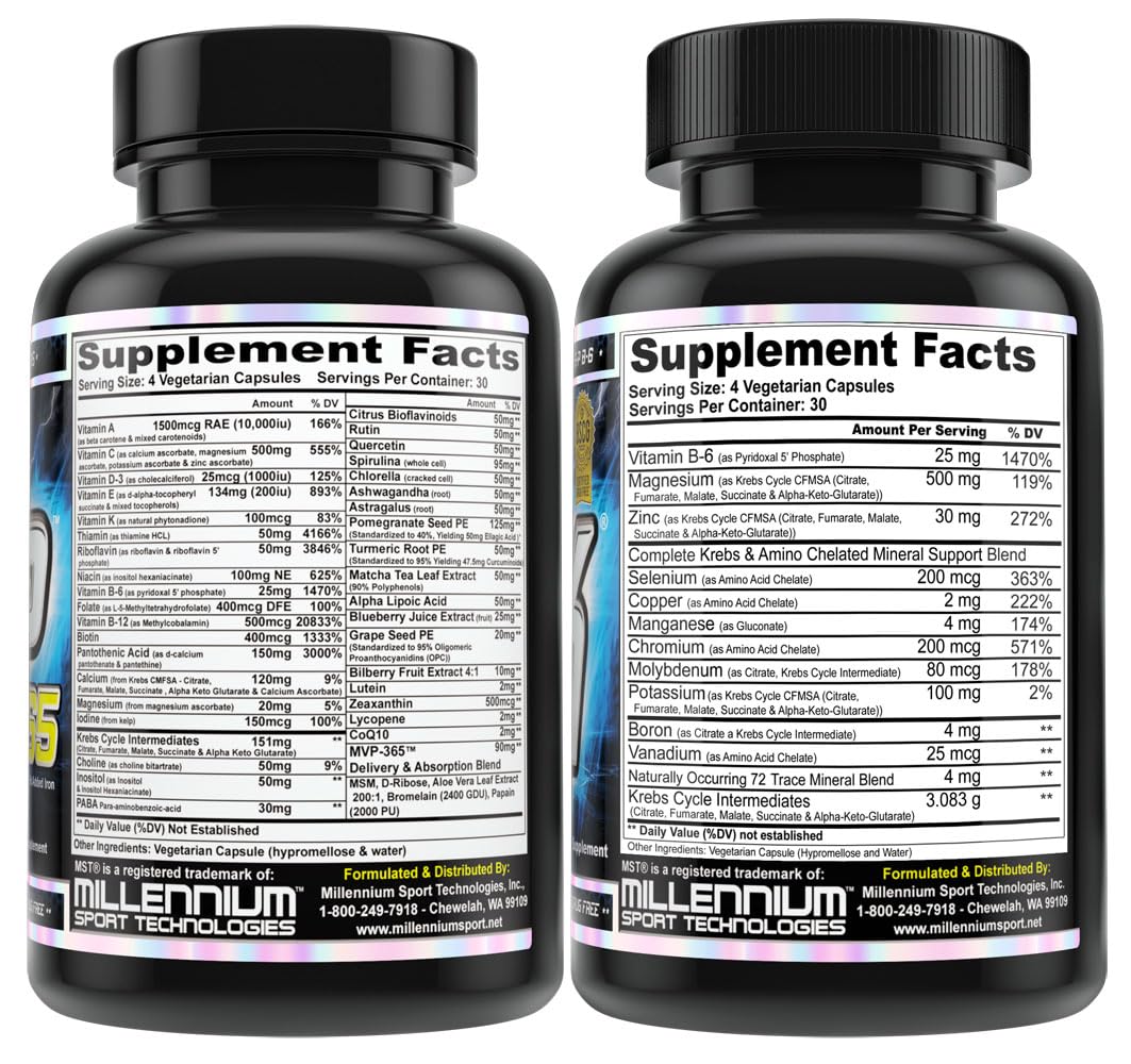 MST Foundation Stack, ZMK Nighttime Multi-Mineral, 120 V-Caps and MVP-365 Premium Multiple Vitamin, 1000iu Vitamin D3, 120 V-Caps, BSCG Certified Drug Free Millennium Sport Technologies MSTAu supplements
