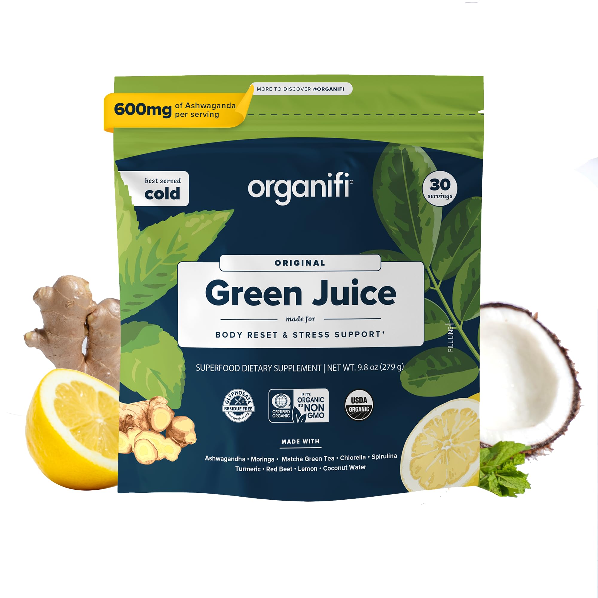 Organifi Green Juice - Powder Supplement with Organic Spirulina, Ashwagandha OrganifiUS supplements