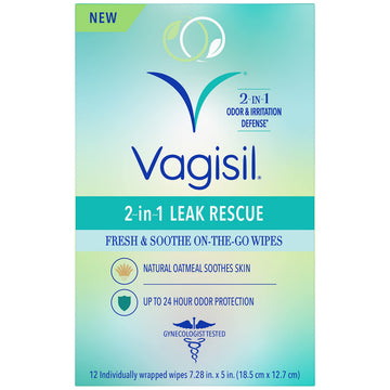 Vagisil 2-in-1 Leak Rescue Intimate Feminine Wipes for Women, Gynecologist Tested VagisilAu supplements