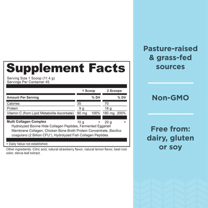 Ancient Nutrition Collagen Powder Protein, Multi Collagen Protein Powder, Strawberry Lemo Ancient NutritionUS supplements