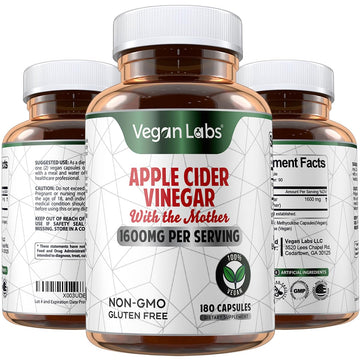 Vegan Labs Apple Cider Vinegar Capsules with The Mother- 180 Vegan Capsules Vegan LabsUS supplements