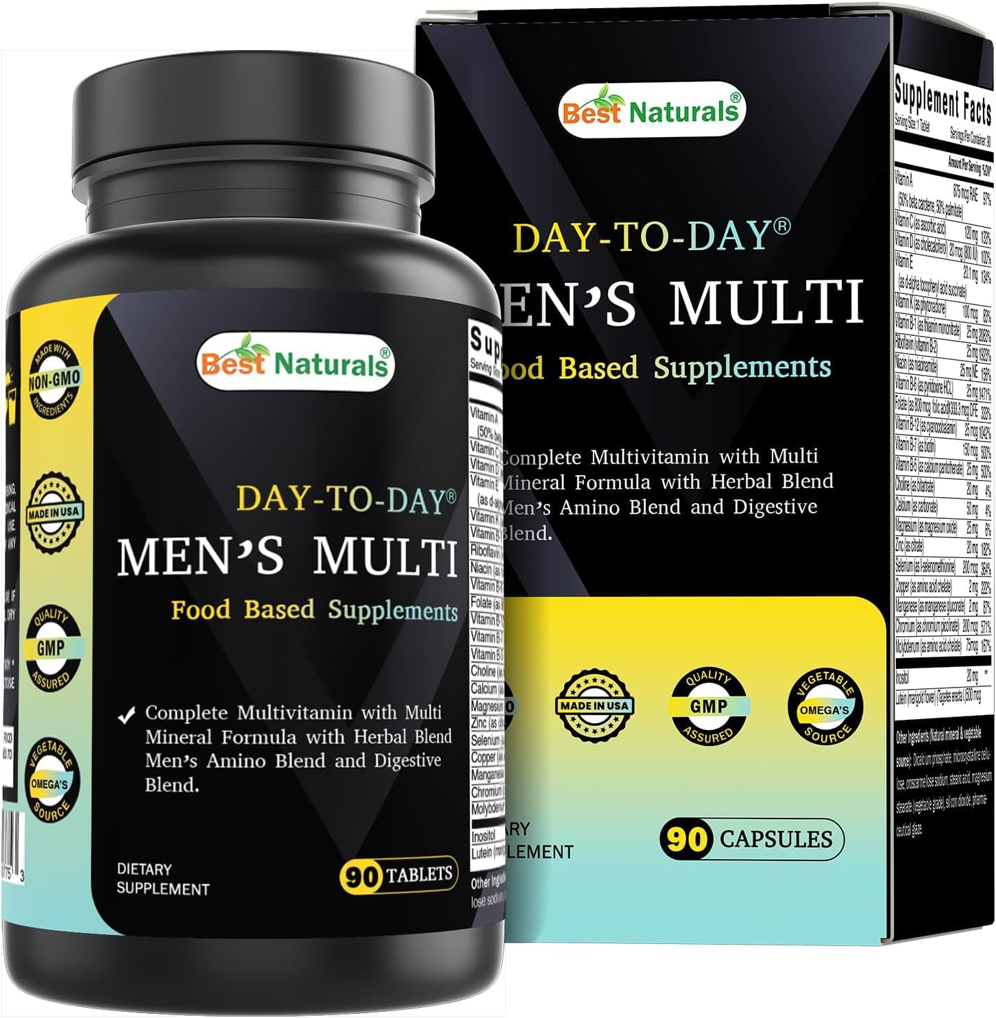 Best Naturals Day-to-Day Men's Multivitamin Food Based Supplement with Vitamin A, L-Arginine, L-Glutamine, L-Lysine- 90 Tablets Best NaturalsAu supplements