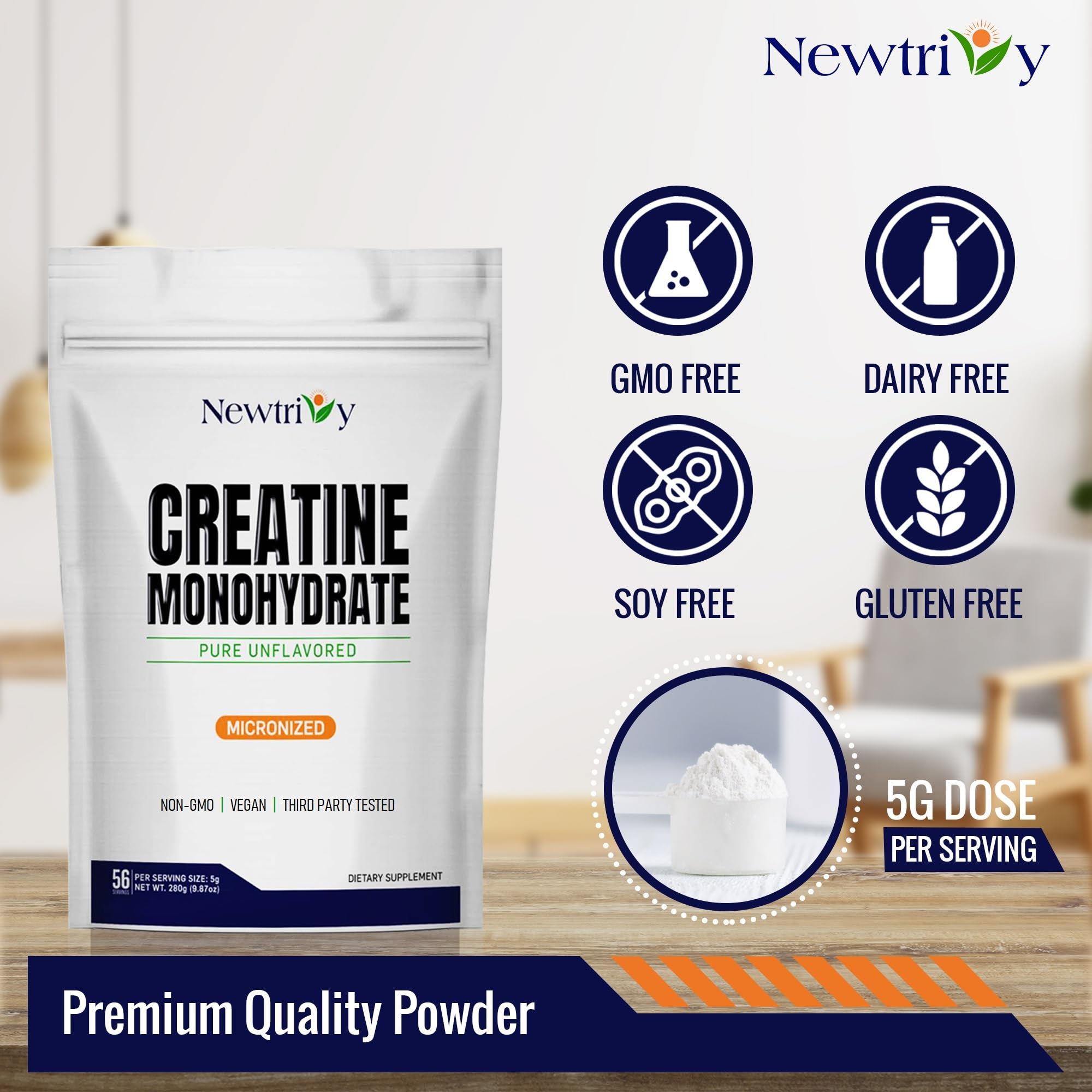 Creatine Monohydrate,Micronized, Pure,Unflavored,280g (9.8oz) NewtrivyAu supplements