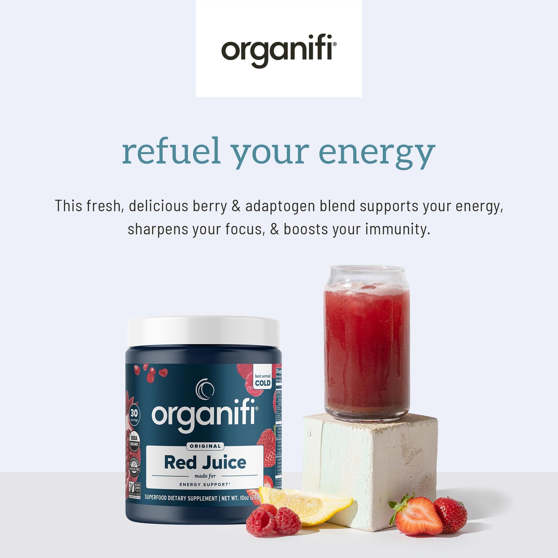 Organifi Red Juice - Vegan Energy Powder - Berry-Flavored Adaptogen Drink OrganifiUS supplements